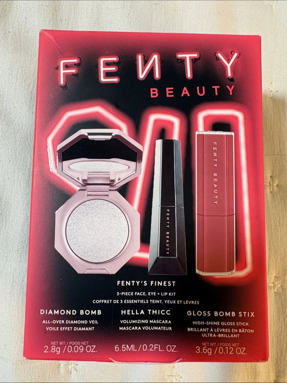 Fenty Beauty 3-Piece Highlighter & Lip Kit - Pink, Silver